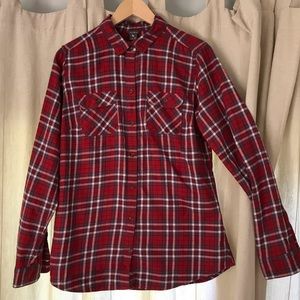 Eddie Bauer TALL Flannel Shirt in Red Plaid
